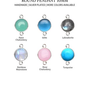 Round Silver Bezel Pendant 10mm Silver Plated Charm Double Loop Necklace Pendant Double Bail Charm Jewelry Making by GemMartUSA, 10688