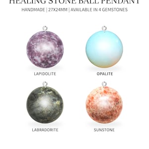 Healing Stone Ball, Ball Pendant, Crystal Sphere Pendant, Gemstone Crystal, Gemstone Sphere, 27x24mm, Round Pendant (14150)