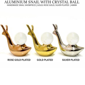 Snail Sphere Stand, 40mm Crystal Ball, Metal Snail Figurine Stand, Crystal Stand, Crystal Ball Holder, Crystal Sphere Stand,GemMartUSA 50691