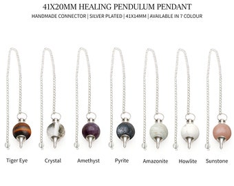 Gemstone Healing Pendulum Pendant, 41x20mm Healing Gemstone With Cap, Gemstone Pendulum, Home Decor, GemmartUSA, 14174