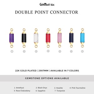 Connecteur double pointe de barre cylindrique pour pierres précieuses, Pierres précieuses à facettes 29 x 7 mm, Fermoir double plaqué or, Accessoires de fabrication de bijoux, GemMartUSA 50047