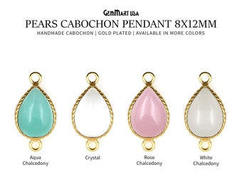 Cabochon, 8x12mm Pears Shaped Twisted Bezel Connector, Double Bail Connector, Gold Plated, Jewelry Making Supplies, 10744 GemMartUSA