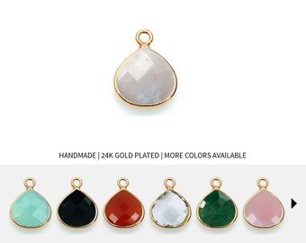 Ciondolo a forma di cuore con castone in oro 16 mm, placcato in oro 24K, ciondolo a forma di anello singolo, creazione di gioielli con cauzione singola di GemMartUSA, 10285