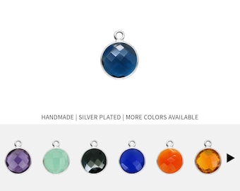 Round Silver Bezel Pendant 10mm Silver Plated Charm Single Loop Necklace Pendant Single Bail Charm Jewelry Making by GemMartUSA, 10122