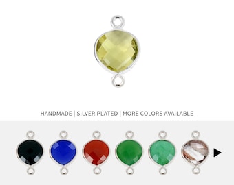 Ciondolo a forma di cuore con castone in argento, 14 mm, placcato argento, con doppio anello, ciondolo per collana, doppio gancio, creazione di gioielli di GemMartUSA, 10171