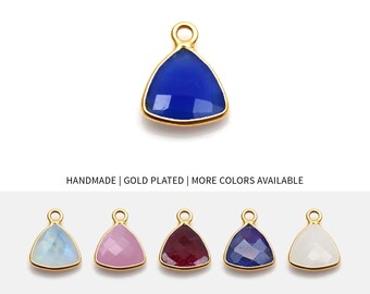Trillion Gold Bezel Pendant, 14mm Gold Plated Charm, Single Loop Necklace Pendant, Single Bail Charm, Jewelry Making by GemMartUSA 10097