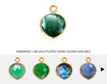 Ciondolo a forma di cuore con castone dorato, ciondolo placcato oro da 14 mm, ciondolo a singolo anello per collana, ciondolo a singolo gancio, creazione di gioielli a cura di GemMartUSA 10072