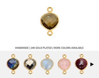 Ciondolo a forma di cuore con castone in oro 12 mm, placcato in oro 24k, ciondolo a doppio anello, ciondolo a doppia cauzione, creazione di gioielli di GemMartUSA, 10137