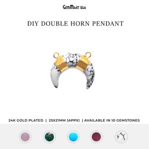 Horn Anhänger, Doppel Horn Anhänger, Multistein Anhänger, Horn Gold Anhänger, Horn Anhänger Halskette, GemMart USA (50016)