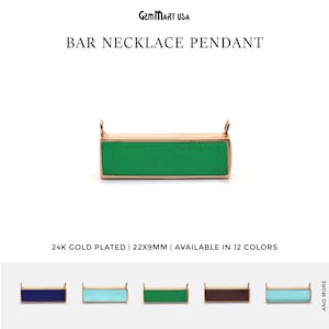 Rectangle Gemstone Bar Necklace Pendant, 22x9mm Rectangle Gold Plated Double Bail Gemstone Connector Jewelry Making Supply, GemMartUSA 50021