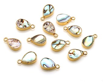 Single Bail Connector 8x12mm Pears Connector GemMartUSA LEB-10088 Labradorite Connector Gemstone Gold Connector Jewelry Making Supply
