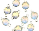 Opalite Round Bezel Connector, Silver Plated Connector, Round Shape 8mm Connector, Double Bail, Jewelry Supply, (HO-10205)