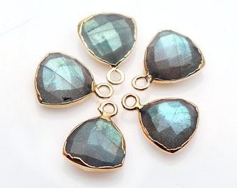 Single Bail Connector 8x12mm Pears Connector GemMartUSA LEB-10088 Labradorite Connector Gemstone Gold Connector Jewelry Making Supply