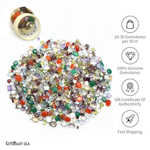 Mix Wholesale Gemstones, 100% Natural Semi-Precious Gems, Multi Color Faceted Loose Gems, 6-12mm, Mixed, 500 Carats, GemMartUSA, MX-60003