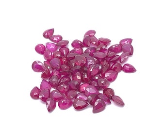 Ruby Pears Gemstone, 6x8mm, 1 Carats, 100% Natural Faceted Loose Gems, July Birthstone, GemMartUSA (RB-005).