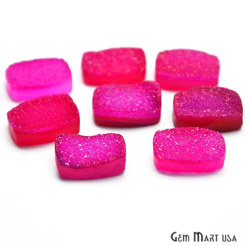 Druzy Cabochon Jewelry Making Supplies GemMartUSA Pink Druzy Cabochon ZCP-80035 10x14mm Octagon Druzy Cabochon