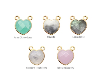 Ciondolo a forma di cuore con castone in oro 10 mm, placcato in oro 24K, ciondolo a doppio anello, ciondolo a doppia cauzione, creazione di gioielli di GemMartUSA, 10323