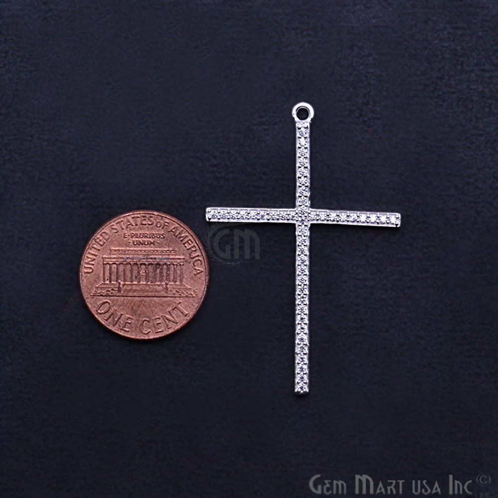 Cubic Zircon Pave Diamond 'cross' Charms Pendant, 42mmx28mm