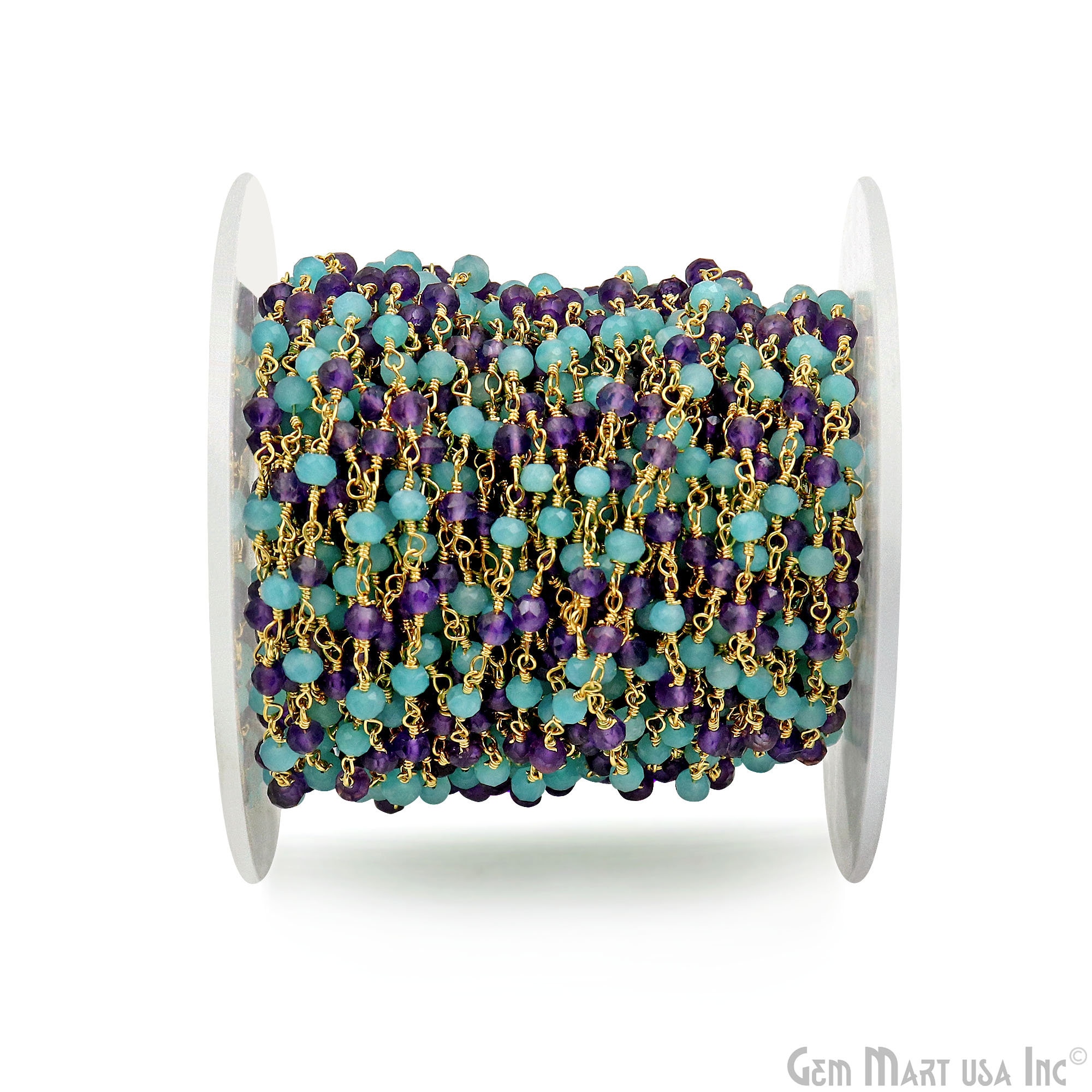 アメジスト＆アマゾナイトビーズ 3-3.5mm ゴールドメッキ ハンドメイド