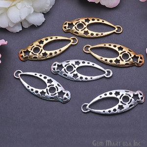 Metal Finding Drop Charm, Gold/Silver Plated Findings, Laser Charms 49x18mm, Bracelet Pendant Charms, DIY, Gift, GemMartUSA (50107)