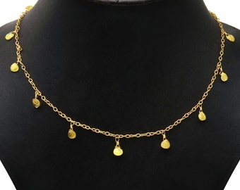 Dark Golden Rutile Beaded Rosary Chain, Heart Beads, Gold Plated Dangle Rosary Chain, Gemstones Connector Chain, DIY Jewelry 5MM GPKG-30201
