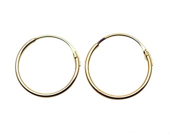 Gold Plated Earrings, Loop Hoop Earring, Gold Finding Earring, Gold Hoop Loop Earrings, Gold Jewelry Finding Earrings, GemMartUSA (GP-90020)