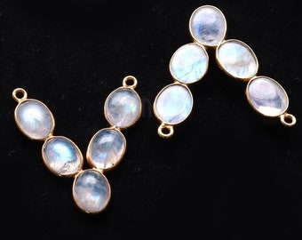 DIY Rainbow Moonstone Component, 30x25mm V Shape Shape Chandelier Finding, Filigree Finding, October Birthstone GemMartUSA (GPRM-13066)