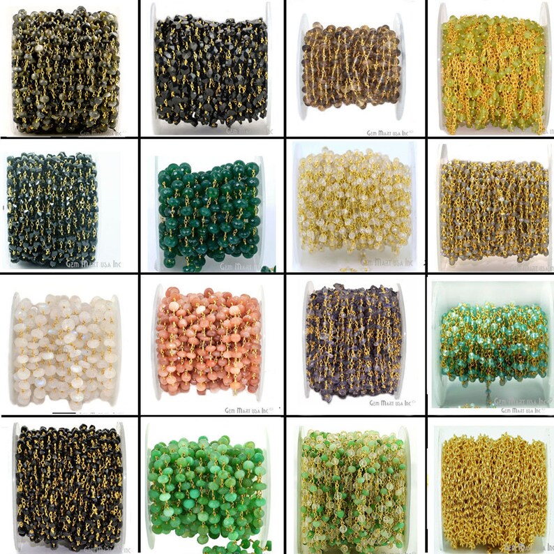 SPCQ-30035 7-8mm Silver Plated wire wrapped Rondelle Beads Rosary Chain by foot Champagne Quartz Beads GemMartUSA