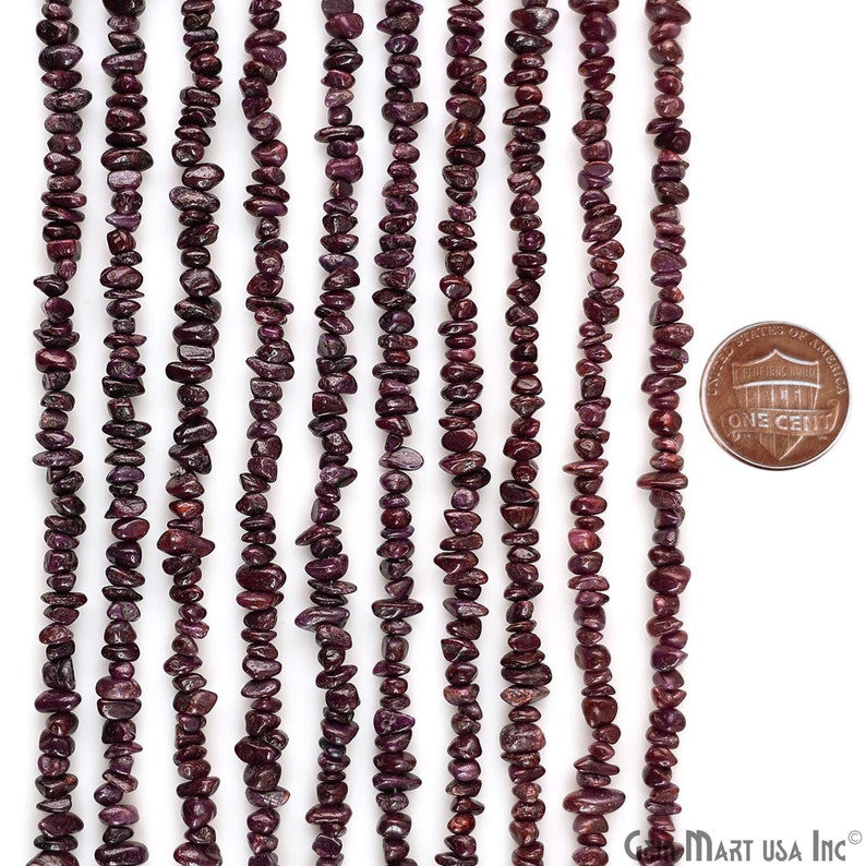 Ruby Chip Beads, 34 Inch, Natural Chip Strands, Drilled Strung Nugget Beads, 3-7mm, Polished, GemMartUSA CHRB-70001 image 8