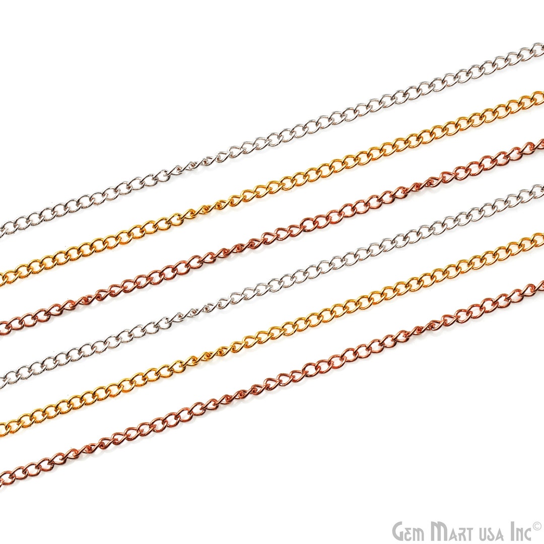 Twisted Curb Chain for Jewelry Making, 2mm Twisted Metal Chain Necklace