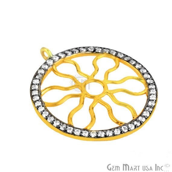 Cubic Zircon Pave Charm in Gold Vermeil 24mm Size Gemmartusa (CHCZ