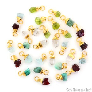 Raw Crystal Pendant Rough Gemstone Single Loop Gold Electroplated Wholesale Lot Charms Jewelry Making Supplies, 50820 GemMartUSA