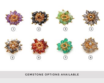 Tiny Gemstone Cluster Beads Necklace Pendant, 12mm Cluster of Small Gemstone Beads, Gold Plated, Jewelry Making Supplies, GemMartUSA, 50364