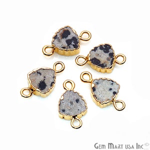 May include: Five gold-toned metal connector charms with a black and white speckled stone design. Each charm has two loops for attaching to jewelry.