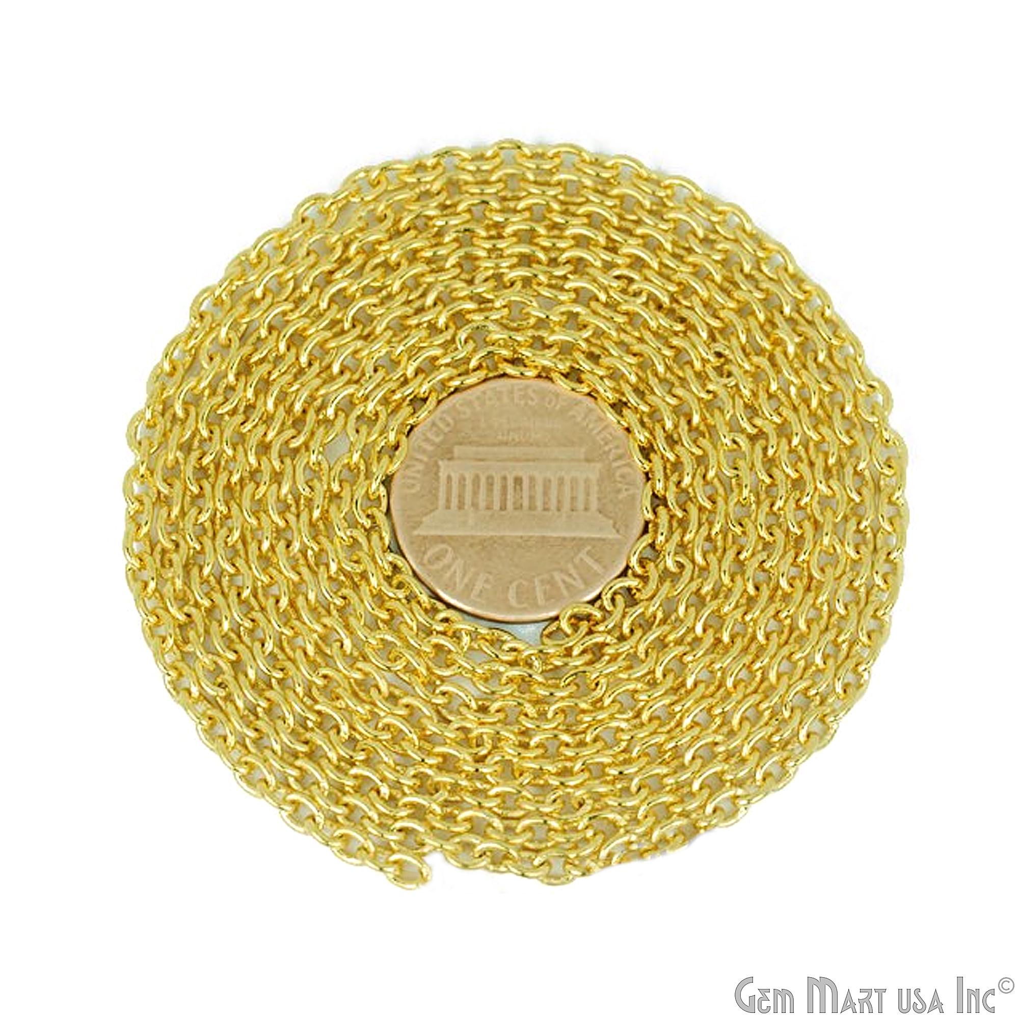 3mm Links Chain Gold Plated/ Excellent Quality Link Chain by Foot