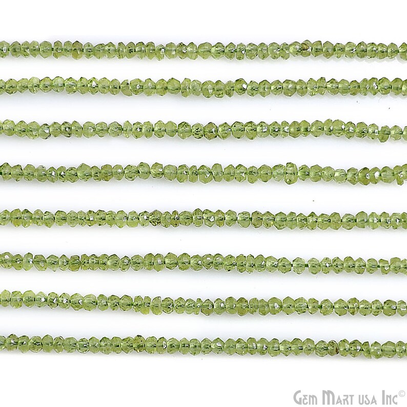 Peridot Micro Faceted Rondelle 2.3-3.5mm 13 Length AAAmazing quality 100 Percent Natural GemMartUSA RLPT-70002 image 2