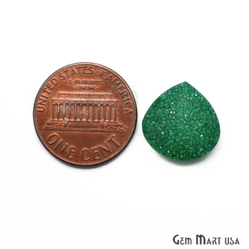 GemMartUSA Druzy Stone Green Druzy Heart Shape Cabochon Jewelry Supply ZCG-80007 DIY Jewelry Loose Gemstones