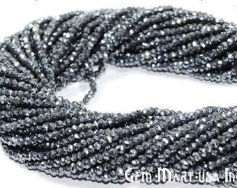 Black Pyrite Rondelle Beads, Natural, Meditation Bracelet,  Mardi Gras, 3-4mm 13" Length GemMartUSA (RLBP-70002)