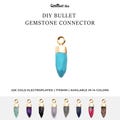 Bullet Shape Gemstone Connector, 17x5mm Bullet Spike Point Faceted Gemstone Charm, Gold Electroplated Cap, Jewelry Supply, GemMartUSA 50102