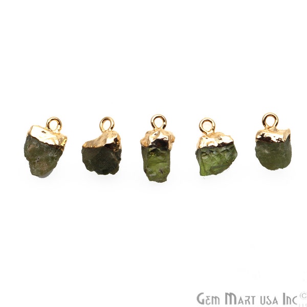 Raw Peridot Necklace, Peridot Geode, Rough Peridot Connector, Raw Crystal Necklace, Raw Crystal Earring, Charm, GemMartUSA (GPPT-50470)