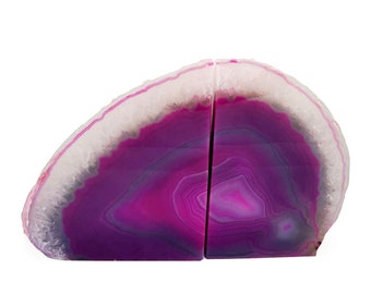 Large Geode Bookend. Pink Agate Bookend Pair. (4.50lbs, 7-8inch). Mineral Rock Formation, Healing Energy Crystal, Home Decor. *Ships Free