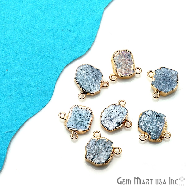Kyanite Rough Gemstone, Gemstone Charm, Sulemani Stone, Necklace Pendant, Cat Bail Charm, Gold Edge, GemMartUSA (SU-50004)