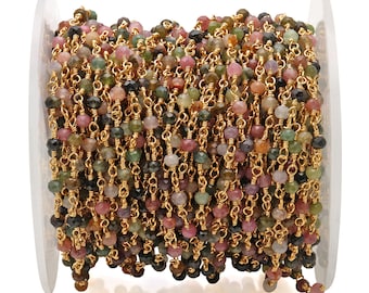 Mehrere Turmaline, 3-3,5 mm Steine, drahtumwickelt mit vergoldeter Kette von Foot GemMartUSA (gpmt-30002)
