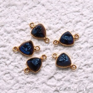 Blue Window Druzy Connector, 8mm Trillion Shape Connector, Cave Druzy Gold Connector, Jewelry Making Supply, GemMartUSA (WBZ-11291)