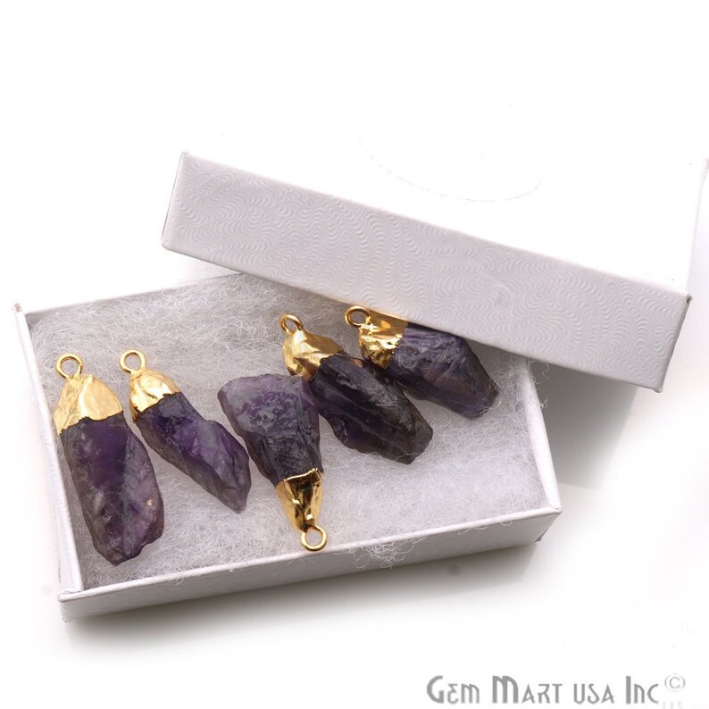 Raw Crystal Earring AM-50050 Amethyst Point GemMartUSA Raw Crystal Necklace February Birthstone Amethyst Geode Raw Amethyst Necklace