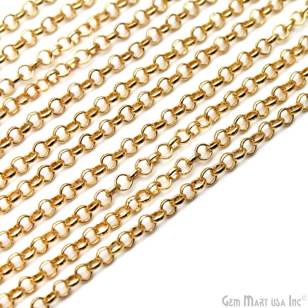 Gold Bubble Link Chain, 4mm Round Gold Findings, Necklace Chain, Gold Plated Chain, Gold Chain, GemMartUSA (GP-30060)