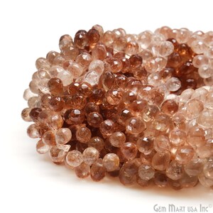 Golden Rutile Faceted Pears Shape Gemstone 7x5mm Rondelle Beads 9Inch Strand, GemMartUSA, (DROR-70004)