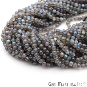 Labradorite Beads, Round Beads, Gemstone Beads, Rondelle Beads Jewelry Making Supplies GemMartUSA (RLLB-70004)