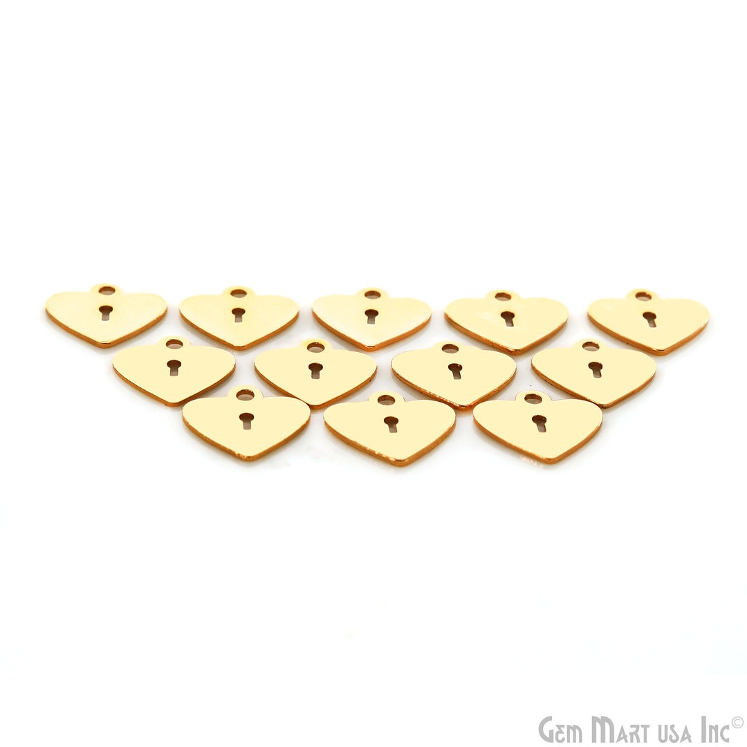 Metal Finding Heart Shape Lock, Gold Plated Findings, Laser Charms 20mm ...