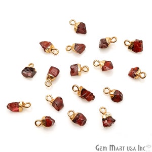 Garnet Pendant, Rough Gemstone Pendant, Freeform Pendant, Raw Stone Pendant, Gold Electroplated, Single Bail, (GPGT-50469)